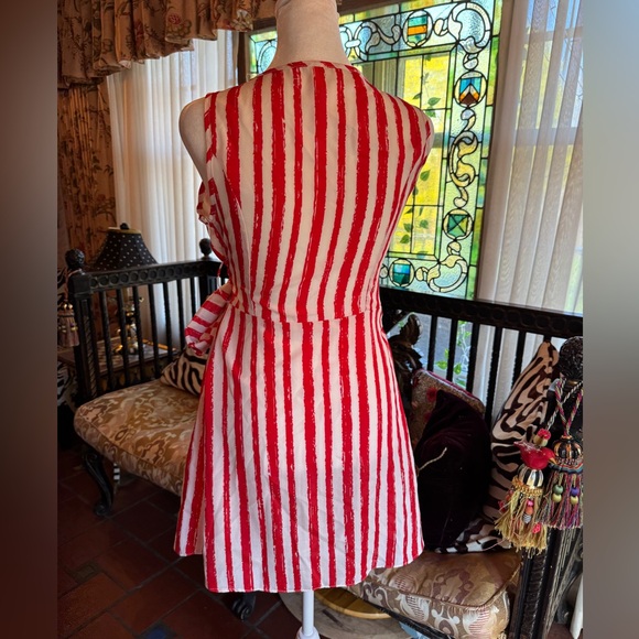 Red and White Mini Wrap Dress - Picture 3 of 7